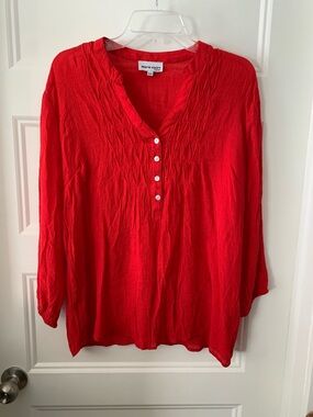 Marie Claire XL women ´s chiffon style fabric Red Button-Front Women's Blouse